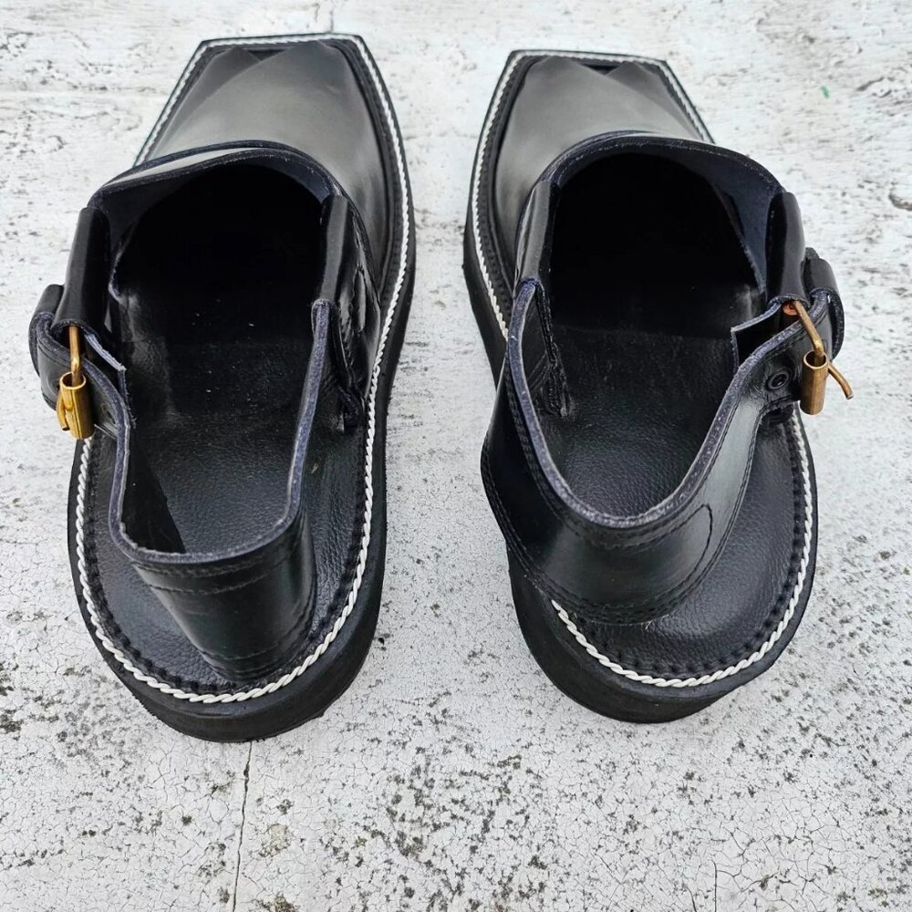Captan Chappel Sandal Black Genuine Leather Upper Captaan Handmade Shoe Size 8.5 - Picture 8 of 11